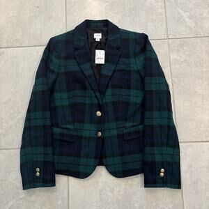 J Crew Schoolboy Blazer Womens Sz 10 Tartan Plaid Gold Buttons Academia NWT